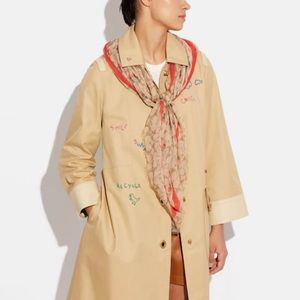 Coach Horse and Carriage Strawberry Print Oversized Scarf